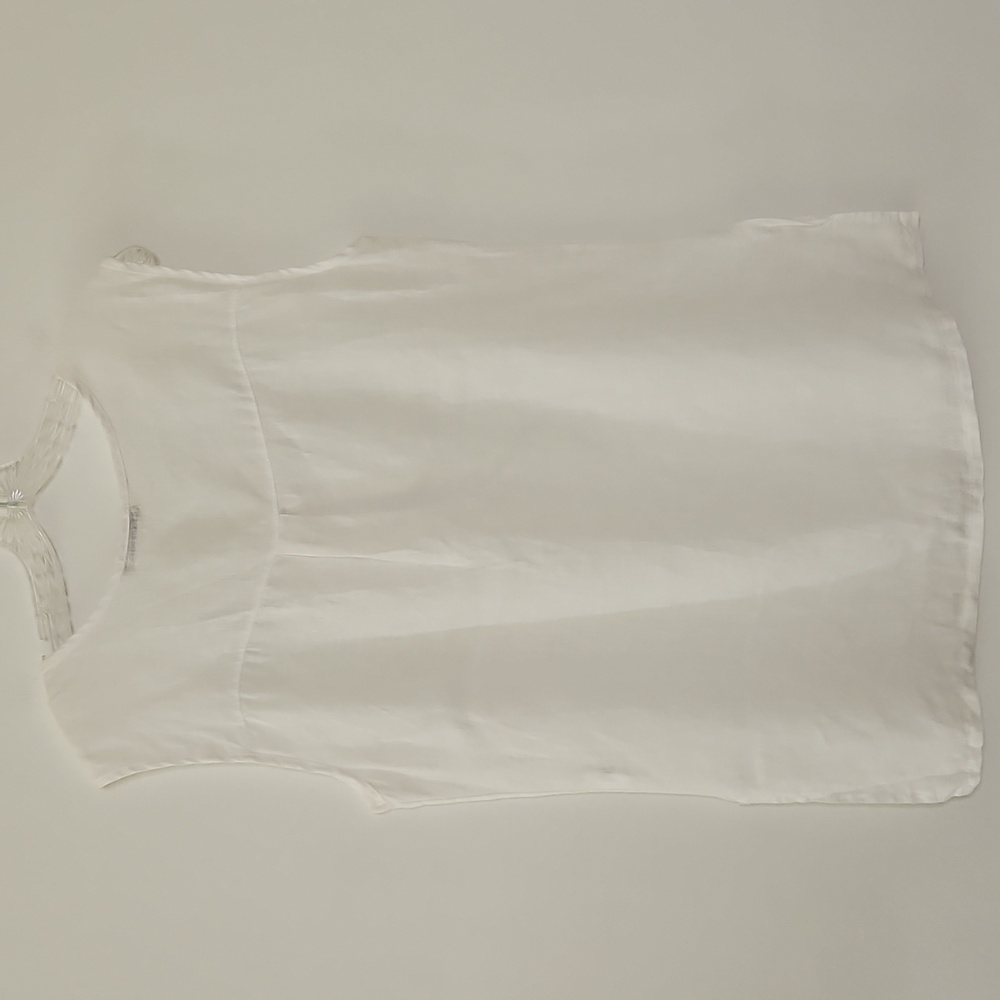 Marina Gigli White Linen Sleeveless Embroidered Blouse Size‎ Small - Picture 8 of 13